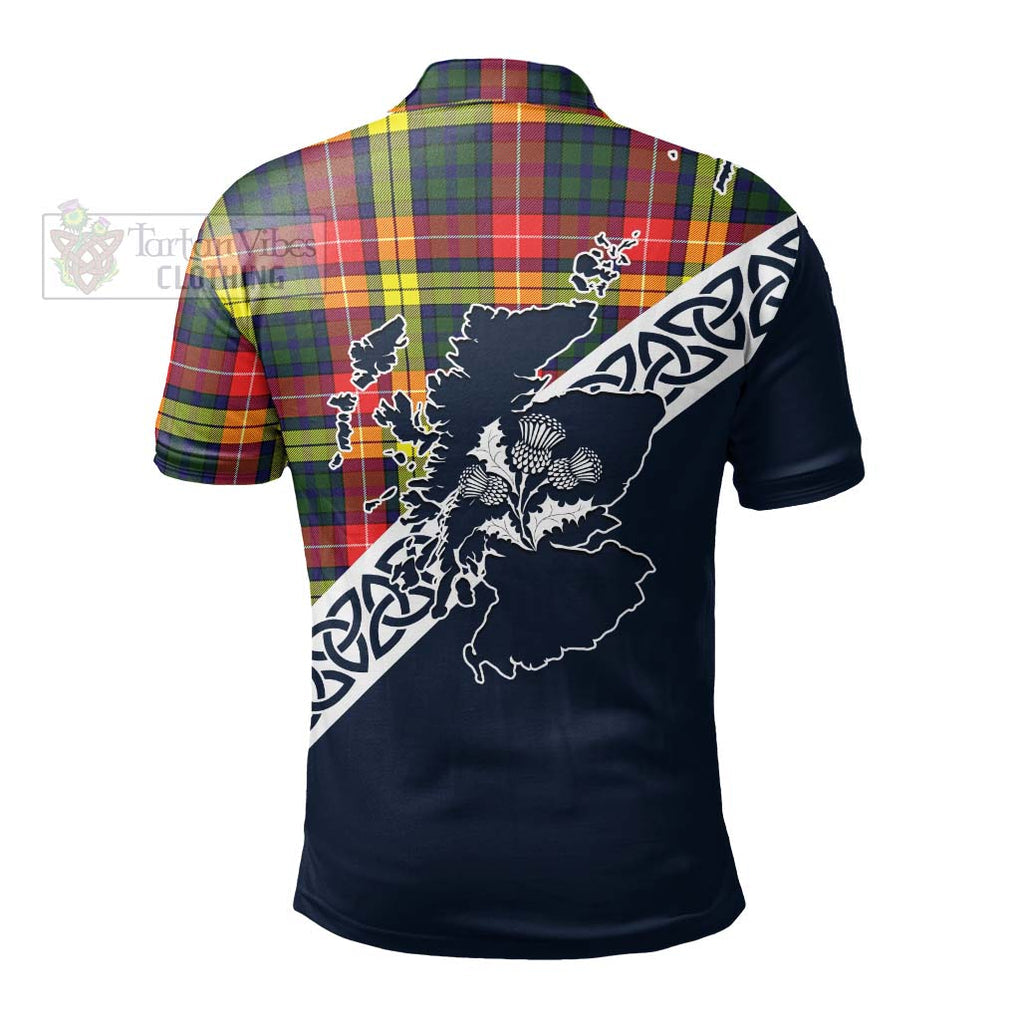 Dewar Tartan Polo Shirt Featuring Thistle and Scotland Map - Tartanvibesclothing Store