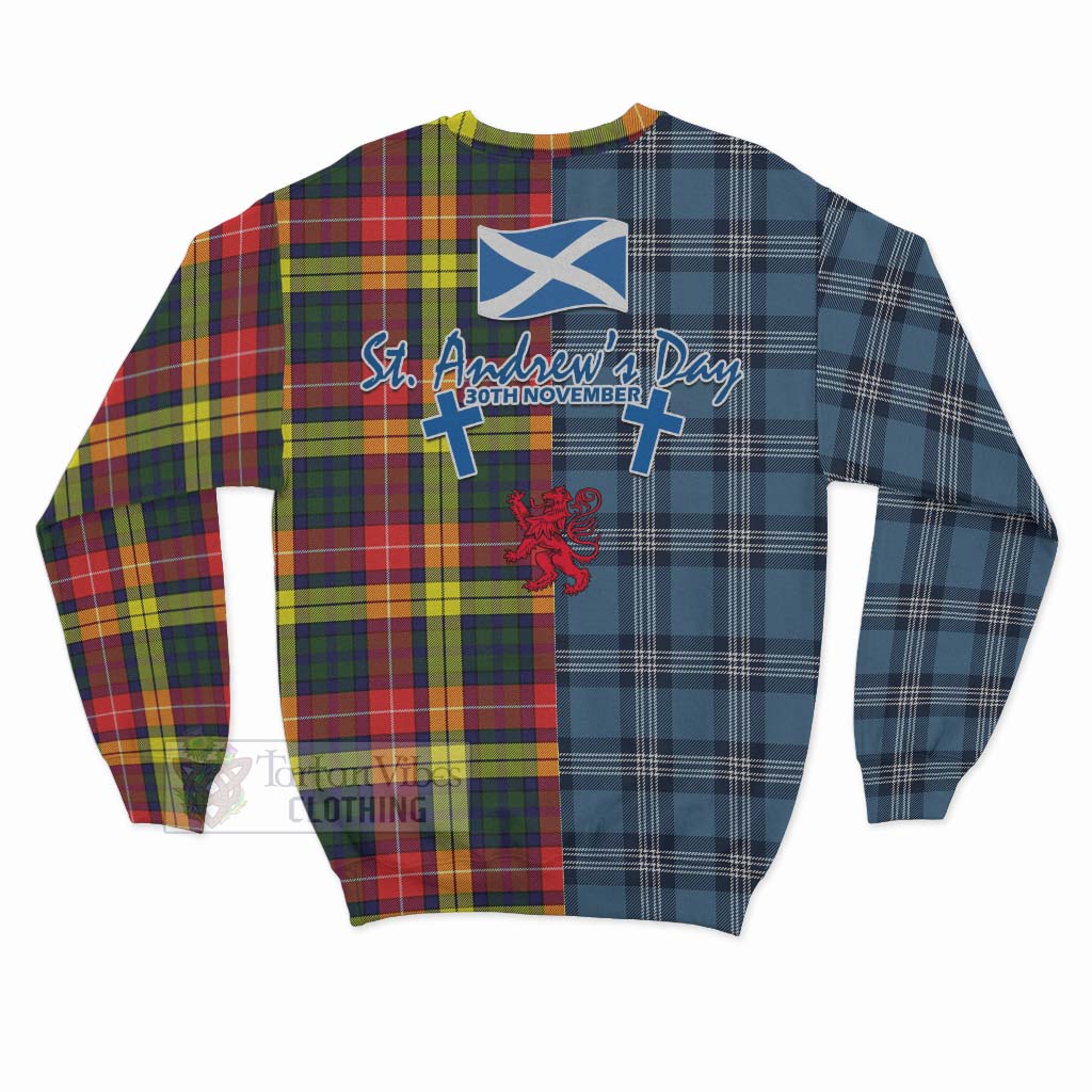 Dewar Tartan Sweatshirt Happy St. Andrew's Day Half Tartan Style - Tartan Vibes Clothing