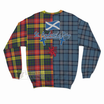 Dewar Tartan Sweatshirt Happy St. Andrew's Day Half Tartan Style - Tartan Vibes Clothing