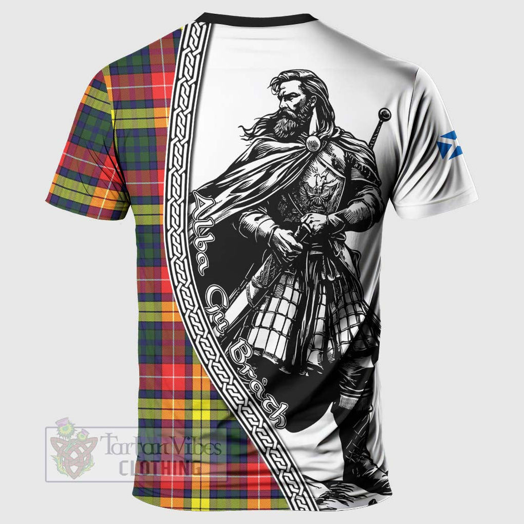 Dewar Tartan Clan Crest T-Shirt with Highlander Warrior Celtic Style - Tartan Vibes Clothing