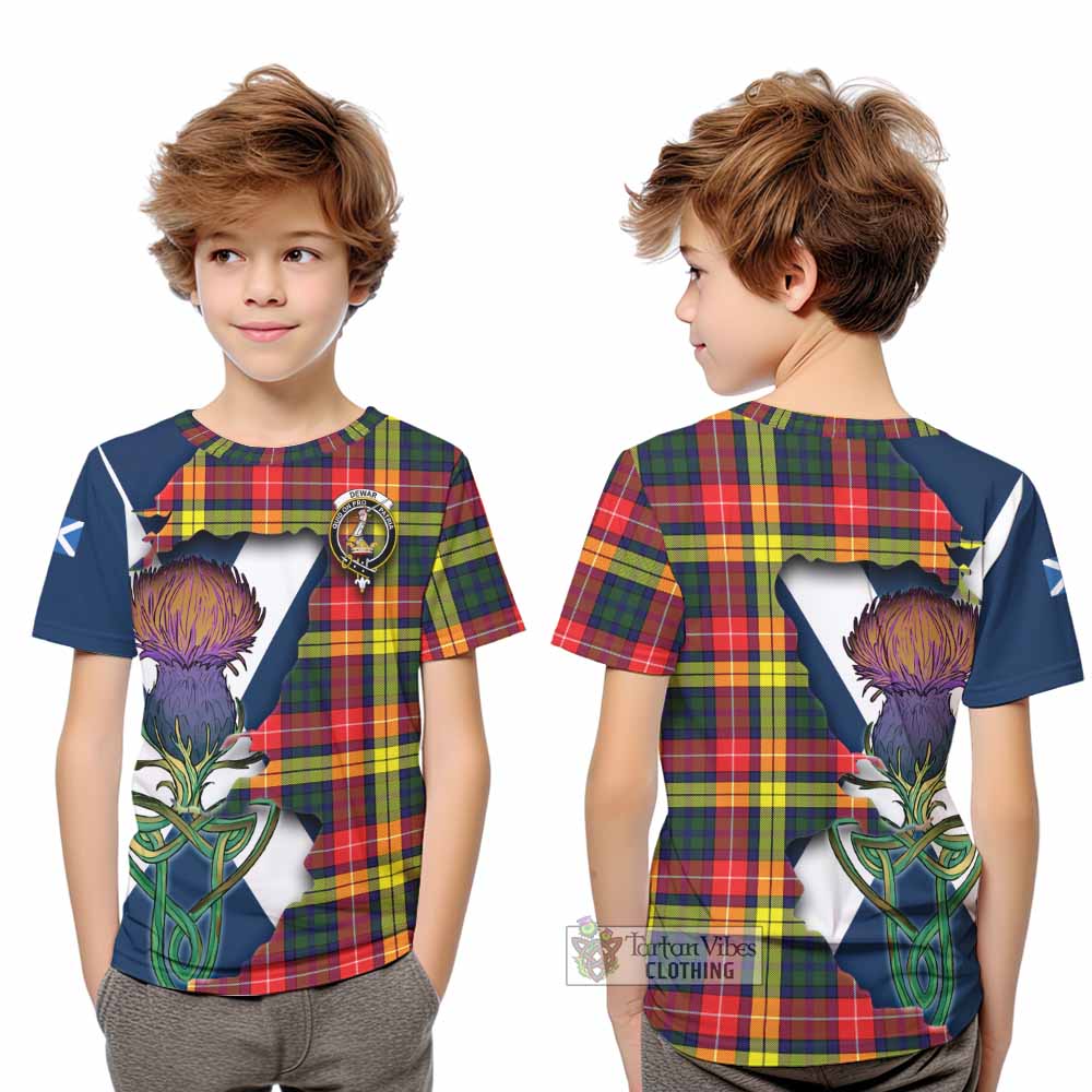 Dewar Tartan Family Crest Kid T-Shirt Scottish Thistle Celtic Inspired - Tartan Vibes Clothing