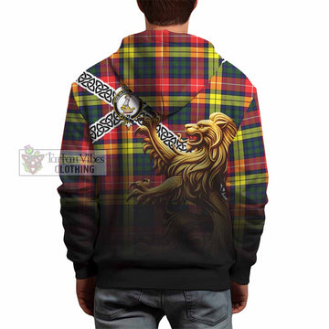 Dewar Crest Tartan Hoodie with Golden Lion Emblem Celtic Style - Tartan Vibes Clothing