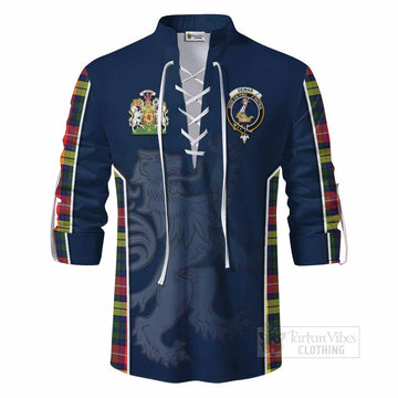 Dewar Tartan Ghillie Kilt Shirt with Family Crest and Lion Rampant Vibes Sport Style - Tartan Vibes Clothing