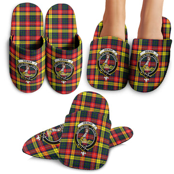 Dewar Tartan Home Slippers with Family Crest