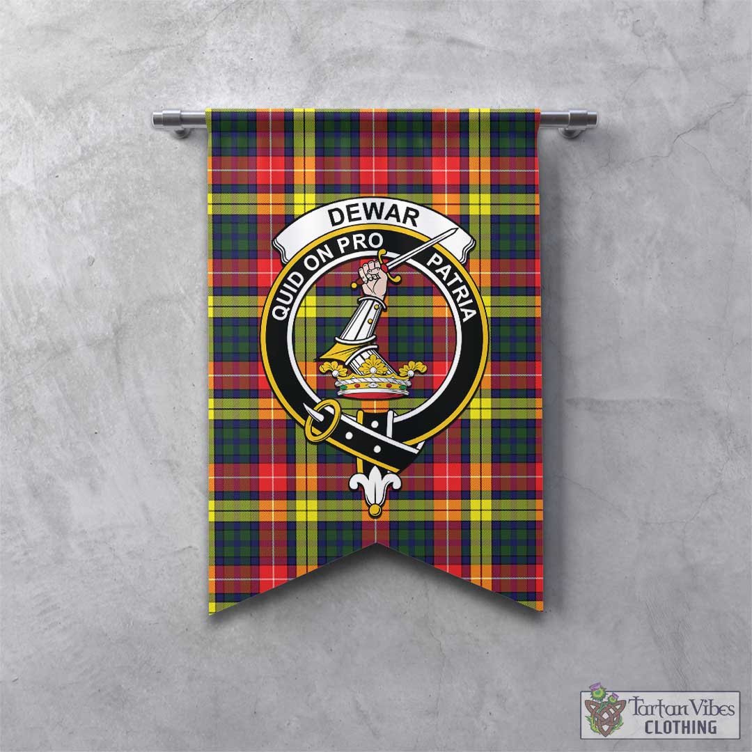 Dewar Tartan Gonfalon, Tartan Banner with Family Crest - Tartan Vibes Clothing