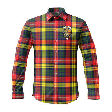 Dewar Tartan Long Sleeve Button Up Shirt with Family Crest Men's Shirt - Tartan Vibes Clothing