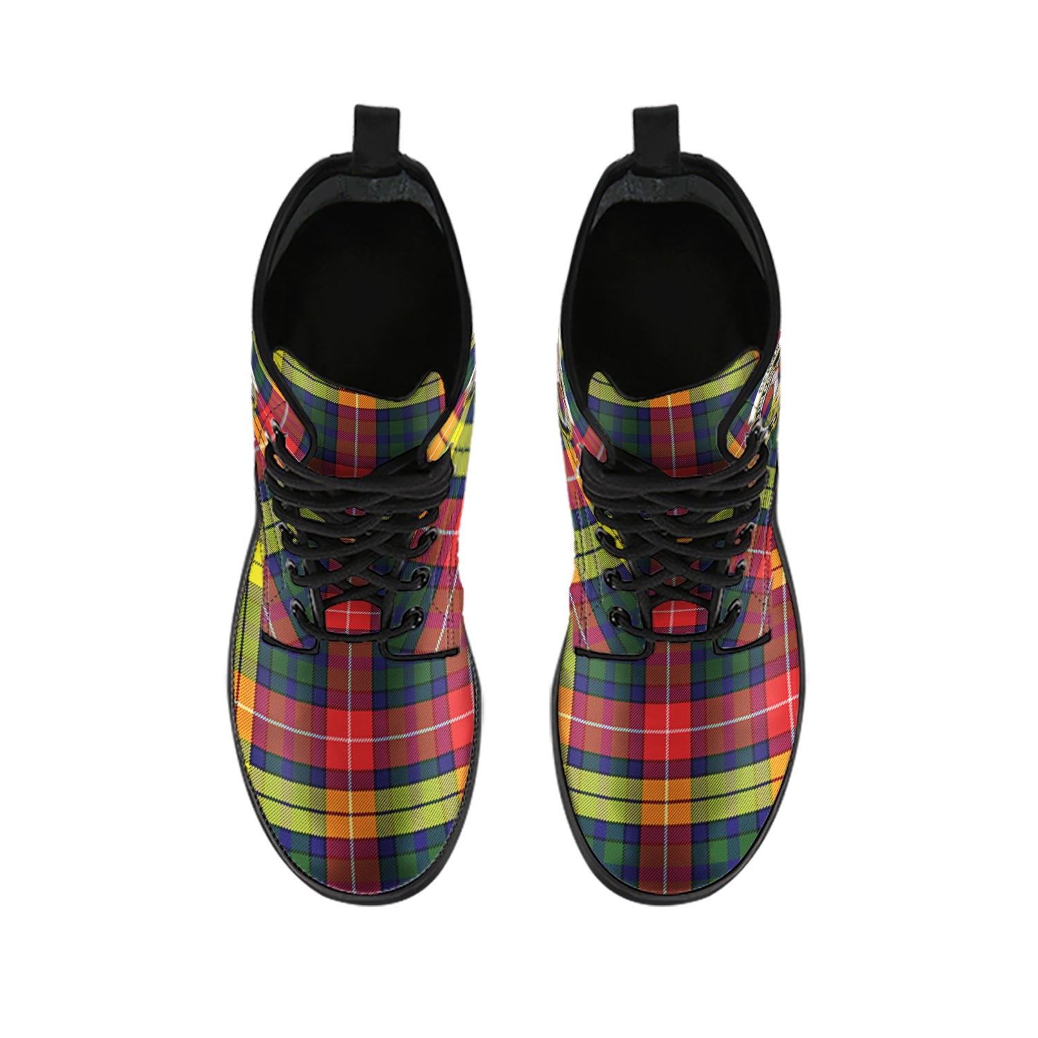 Dewar Tartan Leather Boots with Family Crest - Tartan Vibes Clothing