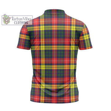 Dewar Tartan Zipper Polo Shirt with Family Crest - Tartan Vibes Clothing