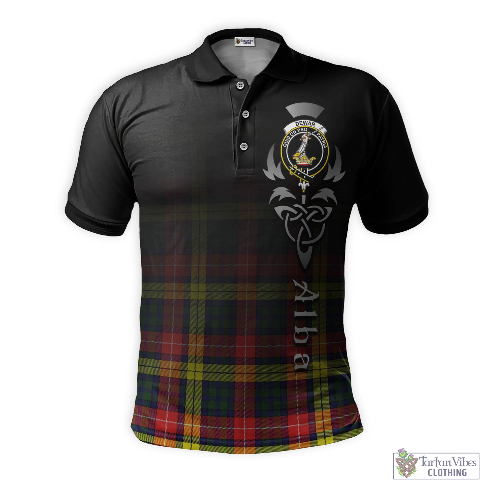 Dewar Tartan Polo Shirt Featuring Alba Gu Brath Family Crest Celtic Inspired - Tartan Vibes Clothing