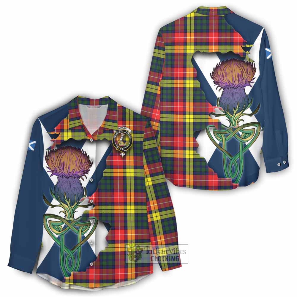 Dewar Tartan Family Crest Women's Casual Shirt Scottish Thistle Celtic Inspired - Tartan Vibes Clothing