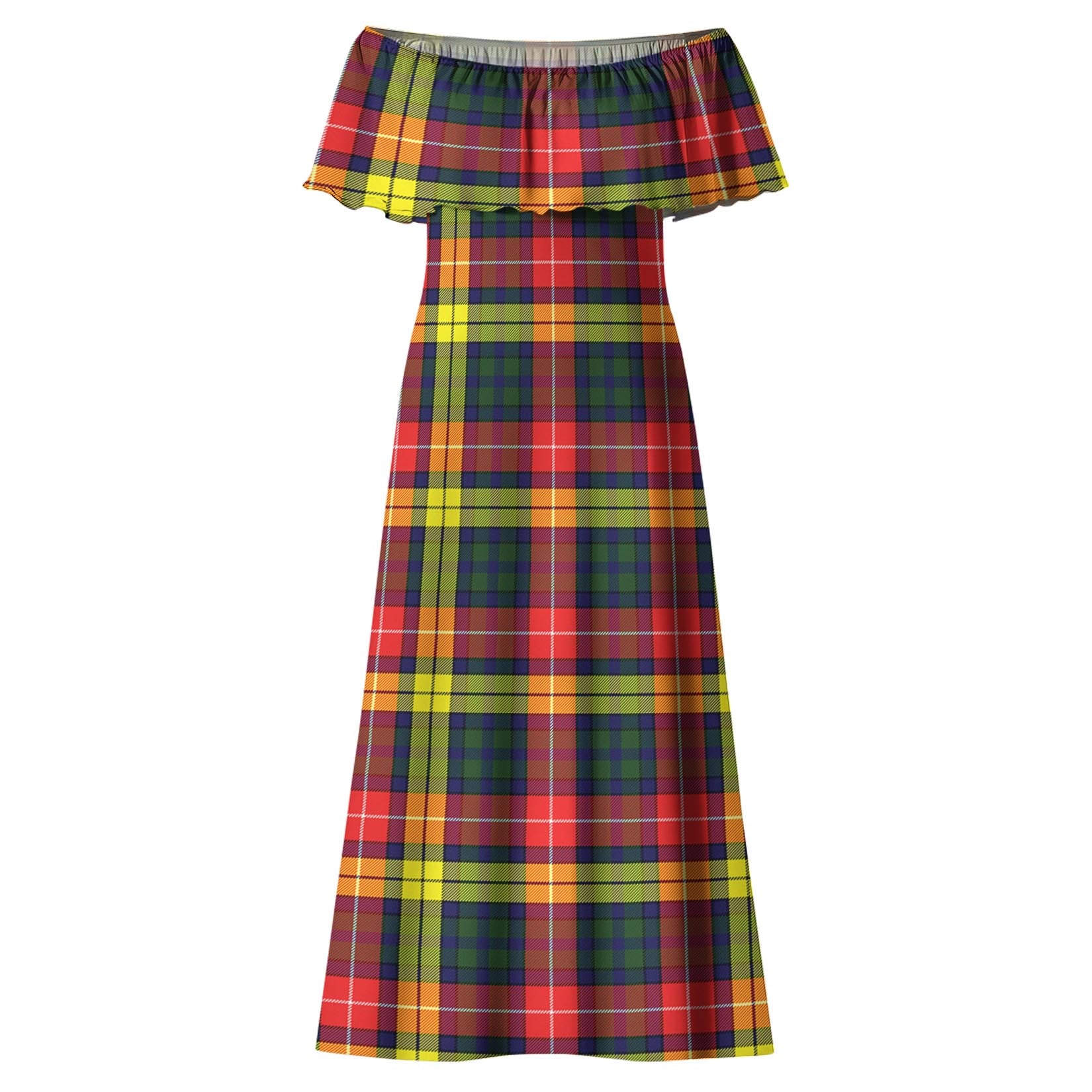 Dewar Tartan Off Shoulder Long Dress - Tartan Vibes Clothing