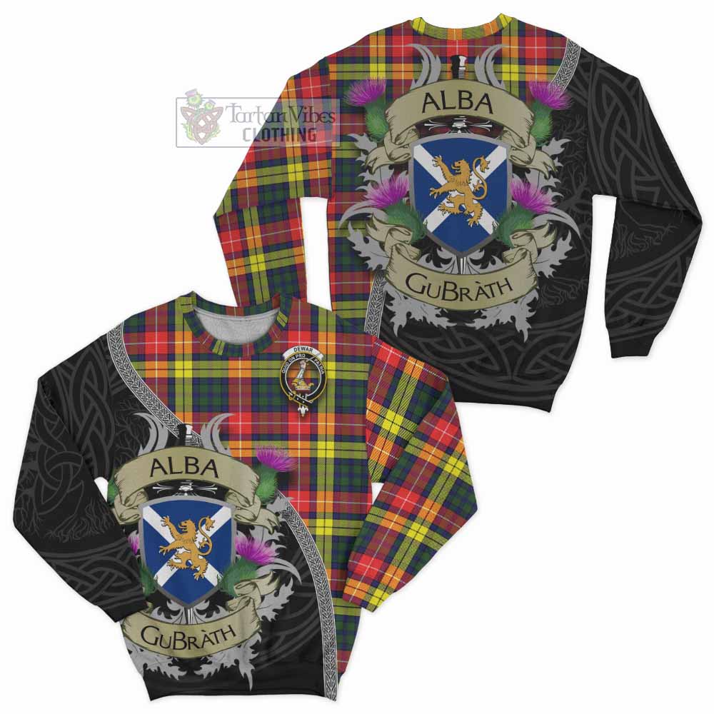 Dewar Tartan Family Crest Sweatshirt Lion Rampant Royal Thistle Shield Celtic Inspired - Tartan Vibes Clothing