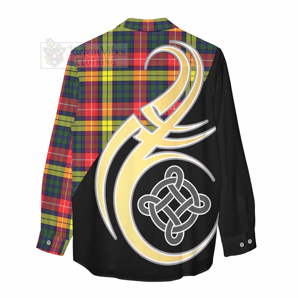 Dewar Tartan Women's Casual Shirt with Family Crest and Celtic Symbol Style - Tartan Vibes Clothing