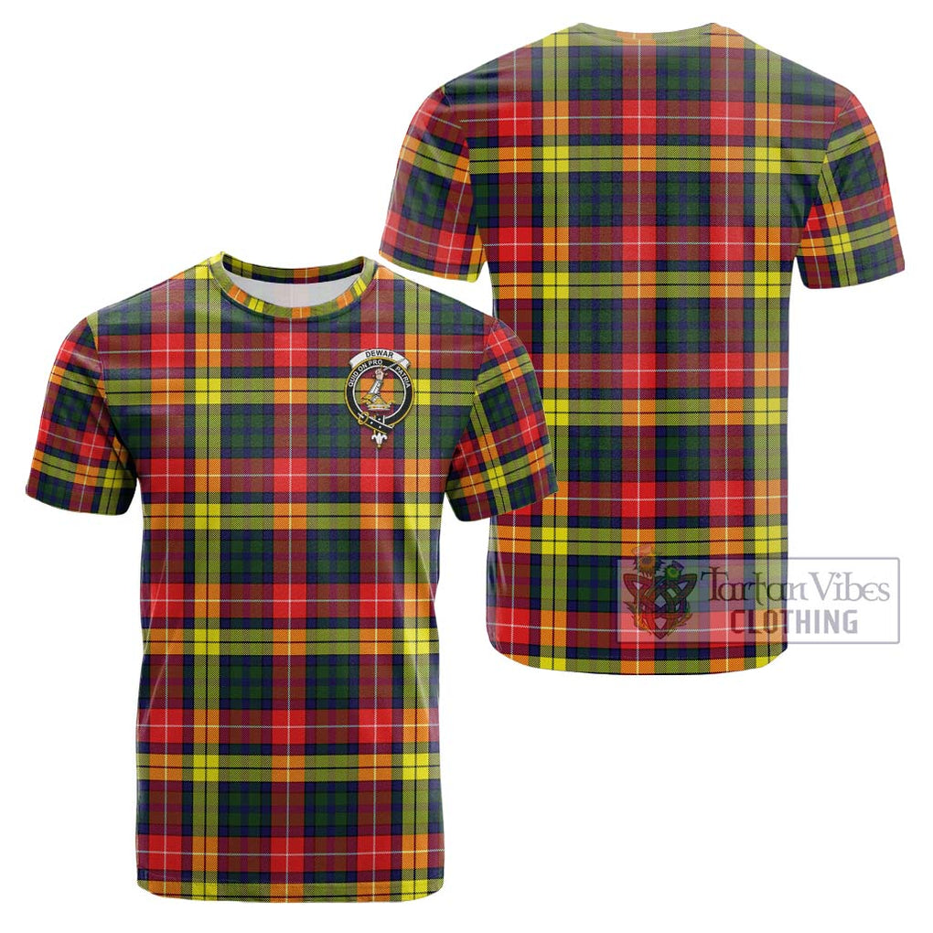 Dewar Tartan Cotton T-Shirt with Family Crest - Tartan Vibes Clothing