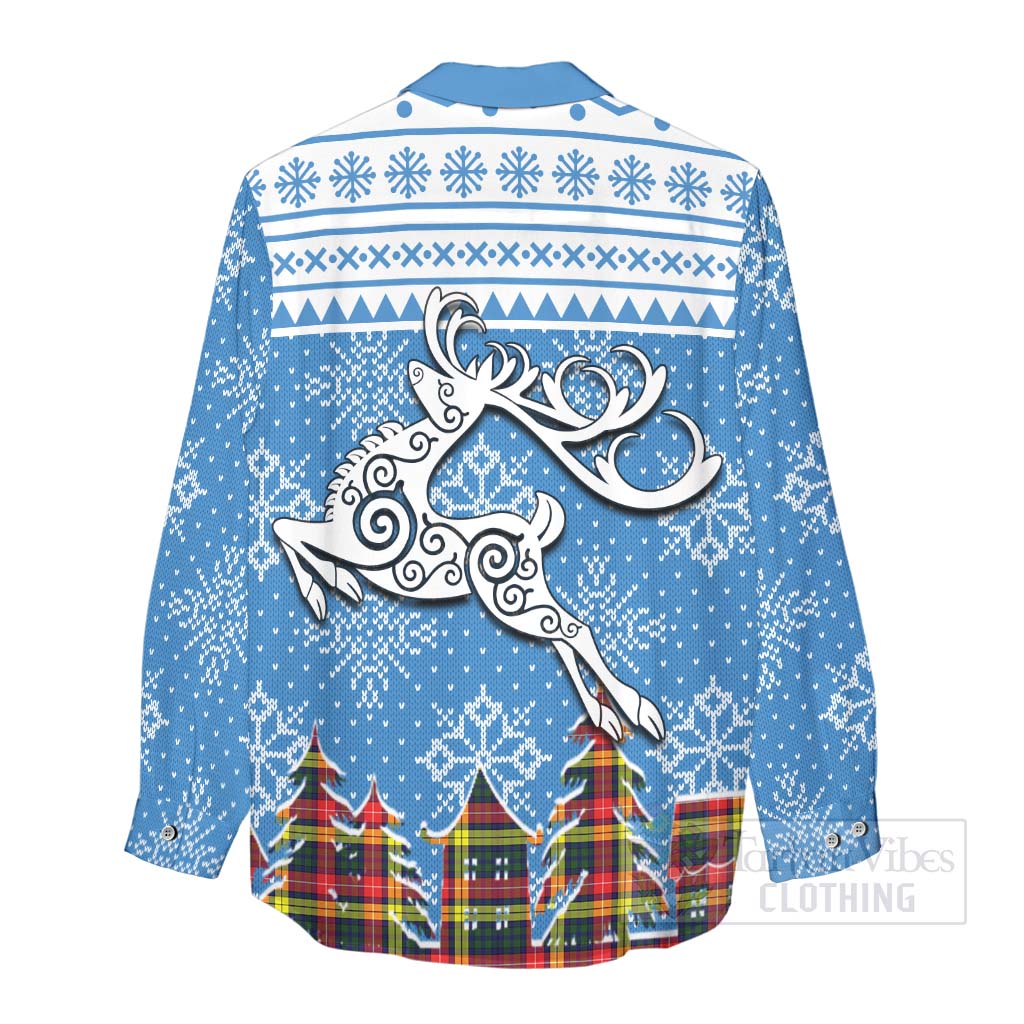 Dewar Clan Christmas Women's Casual Shirt Celtic Reindeer Style - Tartan Vibes Clothing