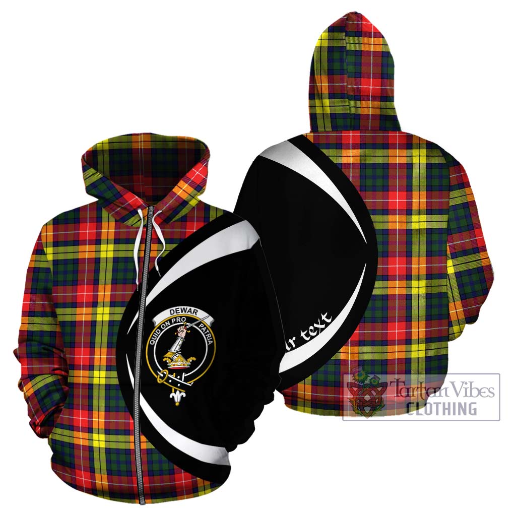 Dewar Tartan Hoodie with Family Crest Circle Style - Tartan Vibes Clothing