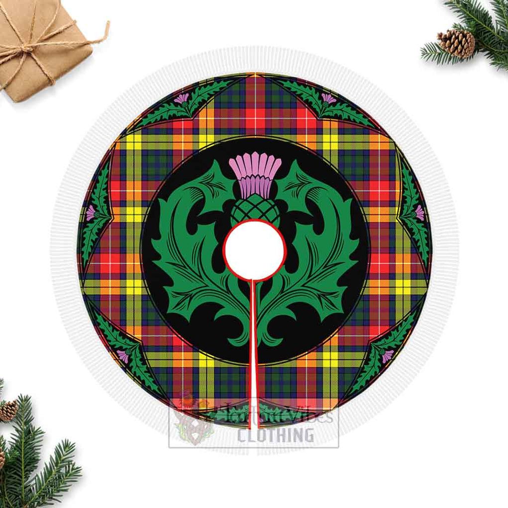 Dewar Tartan Christmas Tree Skirt Scottish Thistle Style Fringed Tree Skirts - Tartan Vibes Clothing