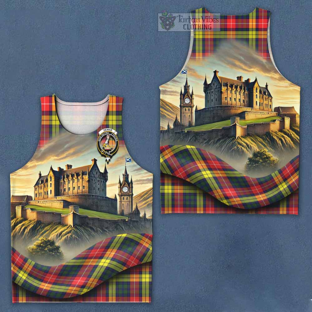 Dewar Tartan Family Crest Men's Tank Top with Scottish Ancient Castle Style - Tartan Vibes Clothing