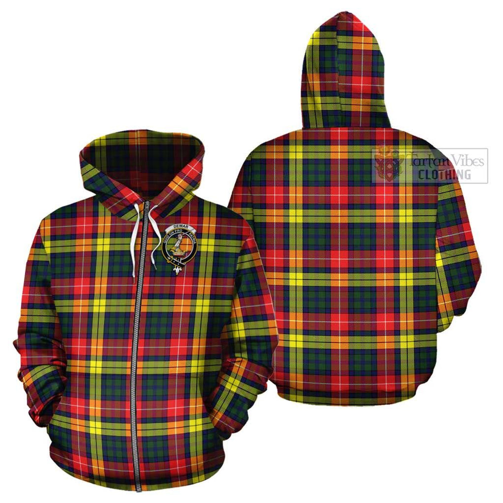 Dewar Tartan Cotton Hoodie with Family Crest - Tartan Vibes Clothing
