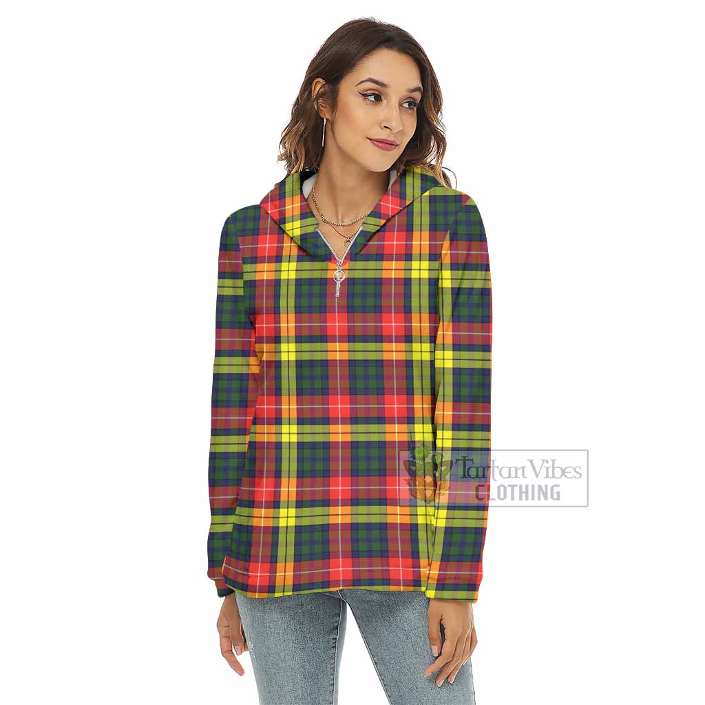 Dewar Tartan Women's Borg Fleece Hoodie with Half Zip - Tartan Vibes Clothing