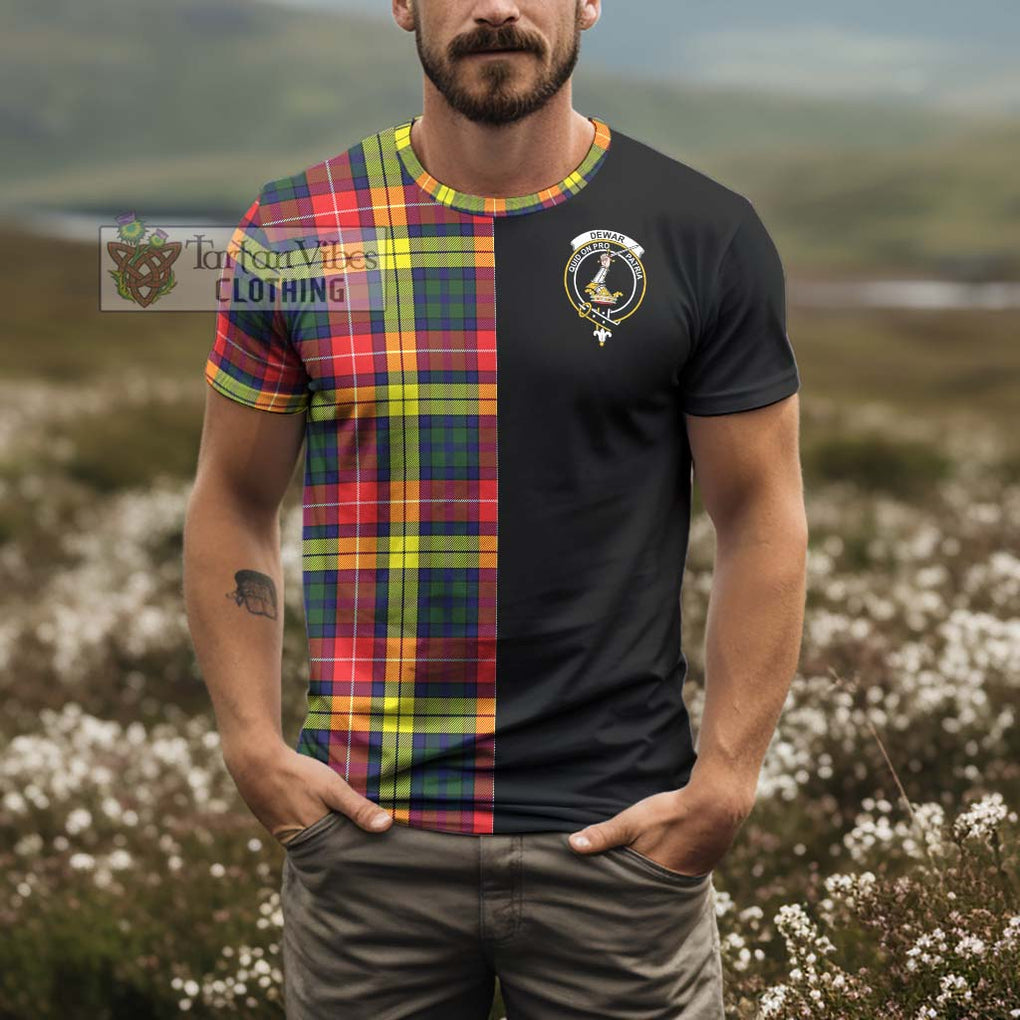 Dewar Tartan T-Shirt with Family Crest and Half Of Me Style - Tartan Vibes Clothing