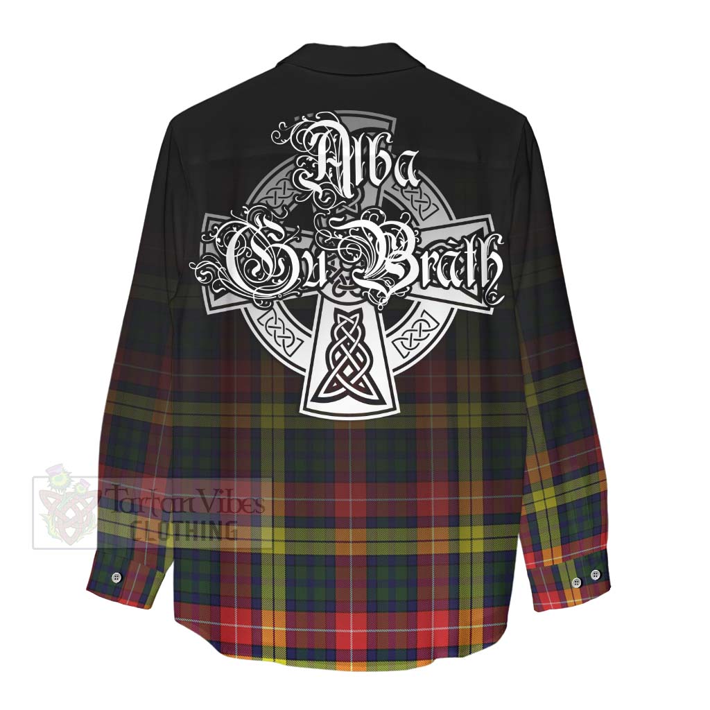 Dewar Tartan Women's Casual Shirt Featuring Alba Gu Brath Family Crest Celtic Inspired - Tartan Vibes Clothing