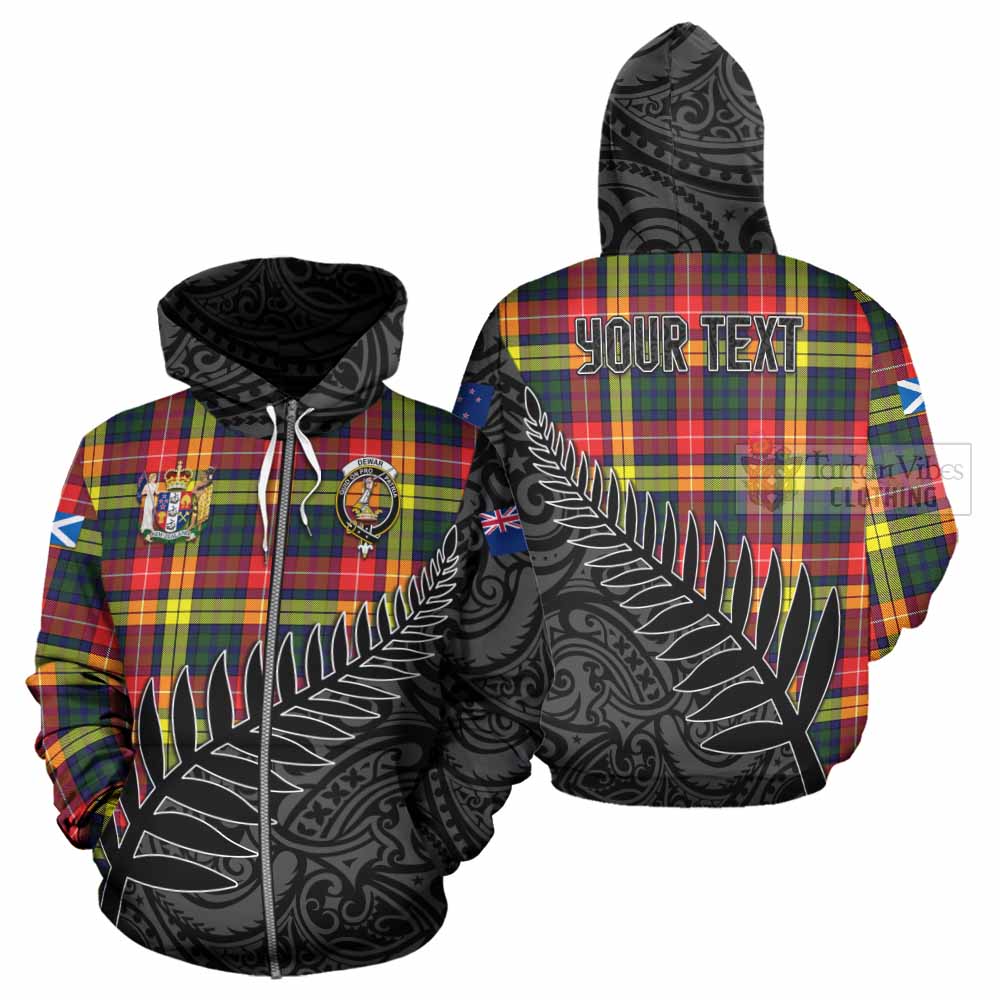 Dewar Crest Tartan Hoodie with New Zealand Silver Fern Half Style - Tartan Vibes Clothing