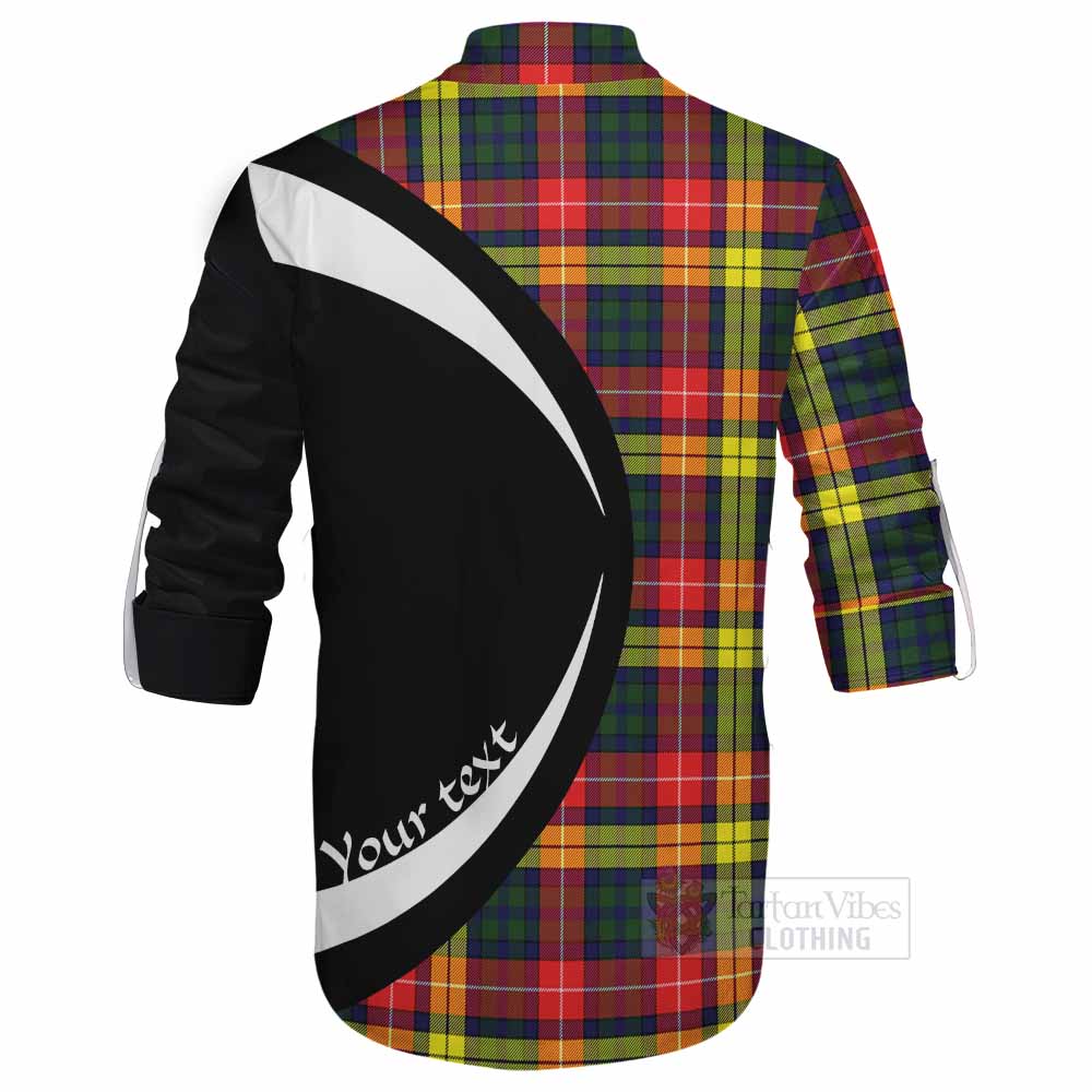 Dewar Tartan Ghillie Kilt Shirt with Family Crest Circle Style - Tartan Vibes Clothing