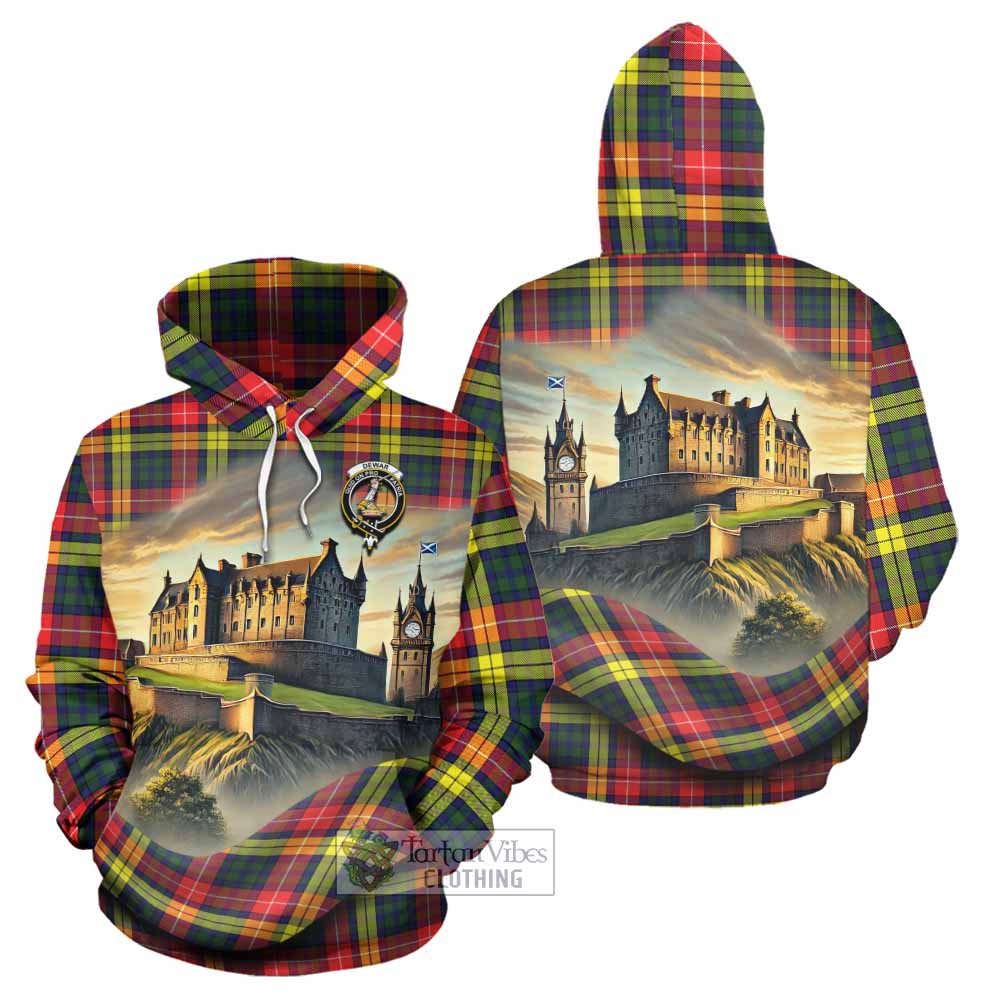 Dewar Tartan Family Crest Hoodie with Scottish Ancient Castle Style - Tartan Vibes Clothing