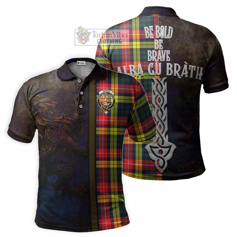 Dewar Tartan Family Crest Polo Shirt Alba Gu Brath Be Brave Lion Ancient Style - Tartan Vibes Clothing