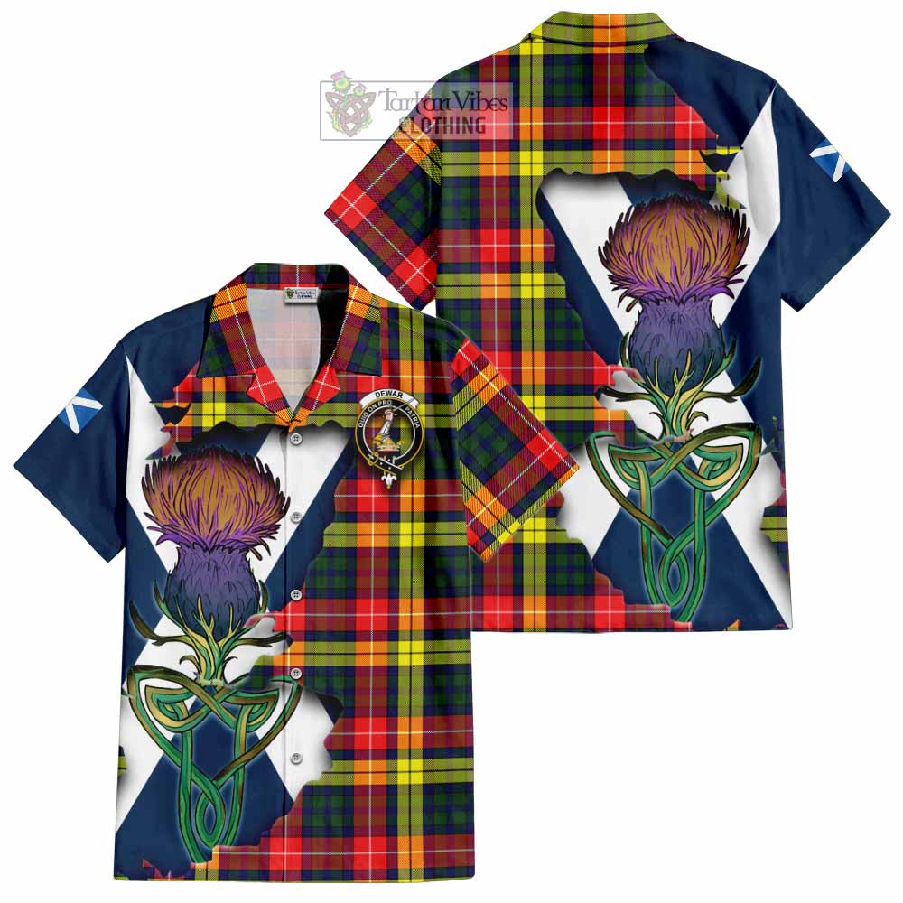 Dewar Tartan Family Crest Hawaiian Shirt Scottish Thistle Celtic Inspired - Tartan Vibes Clothing