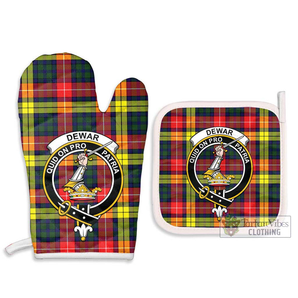 Dewar Tartan Combo Oven Mitt & Pot-Holder with Family Crest - Tartan Vibes Clothing
