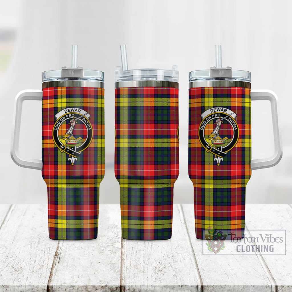 Dewar Tartan Tumbler with Handle with Family Crest - Tartan Vibes Clothing