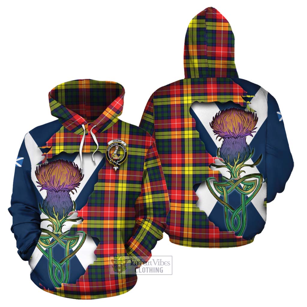 Dewar Tartan Family Crest Cotton Hoodie Scottish Thistle Celtic Inspired - Tartan Vibes Clothing