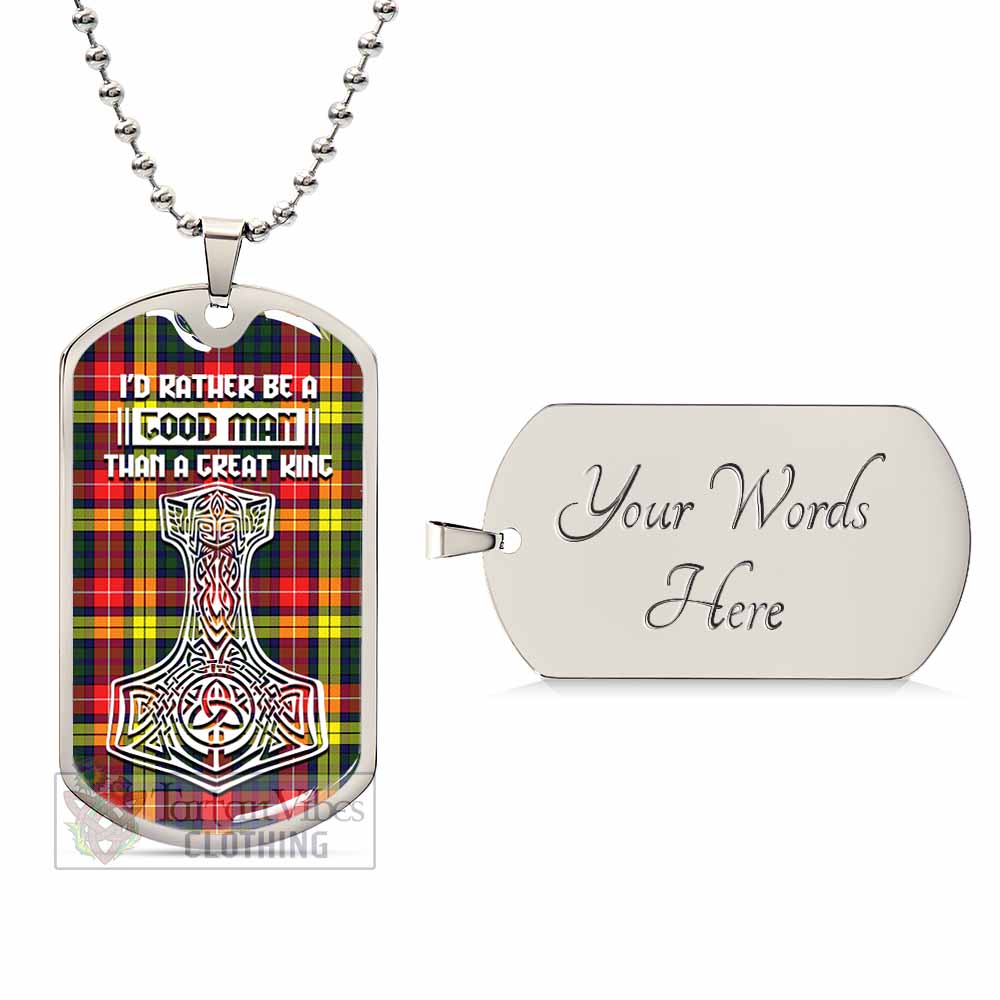 Dewar Tartan Dog Tag Necklace Viking Mjolnir Style Silver Yes - Tartan Vibes Clothing