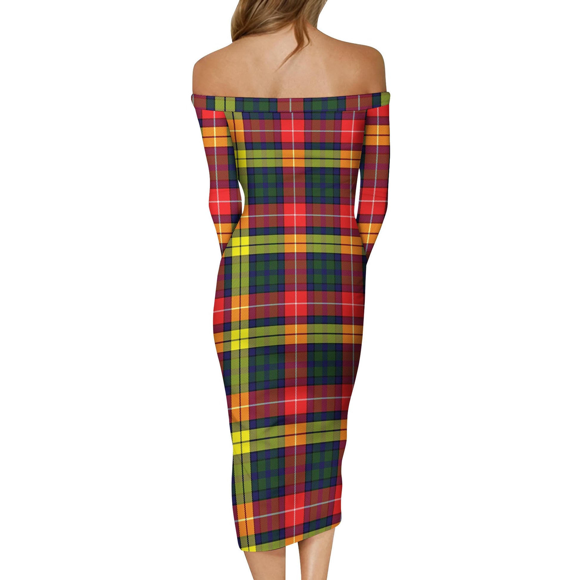 Dewar Tartan Off Shoulder Lady Dress - Tartan Vibes Clothing