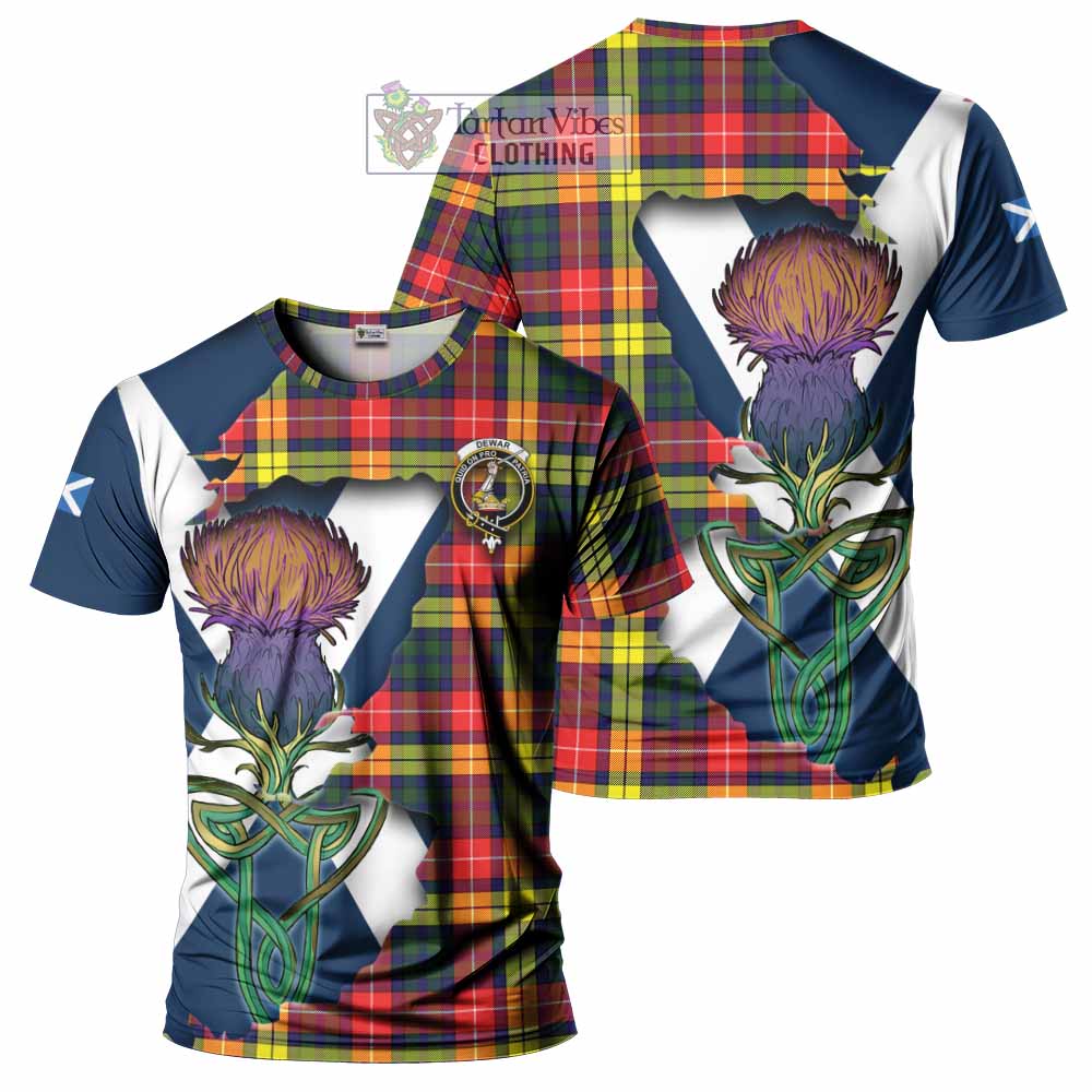 Dewar Tartan Family Crest T-Shirt Scottish Thistle Celtic Inspired - Tartan Vibes Clothing