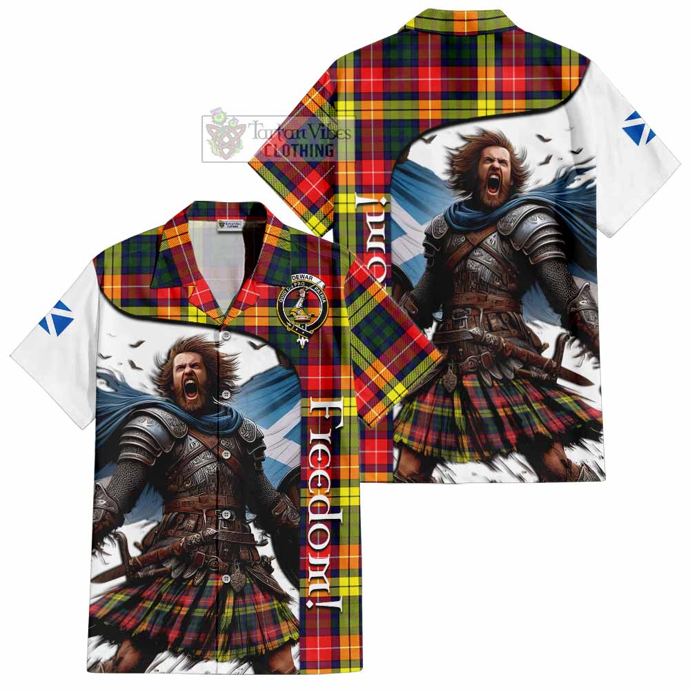 Dewar Crest Tartan Hawaiian Shirt Inspired by the Freedom of Scottish Warrior - Tartan Vibes Clothing