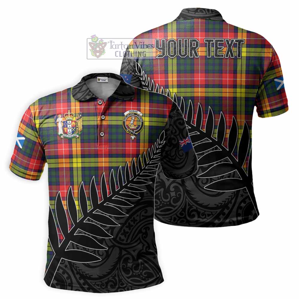 Dewar Crest Tartan Polo Shirt with New Zealand Silver Fern Half Style - Tartan Vibes Clothing
