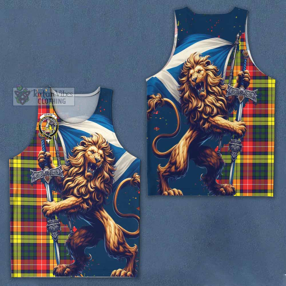 Dewar Tartan Family Crest Men's Tank Top with Scottish Majestic Lion - Tartan Vibes Clothing