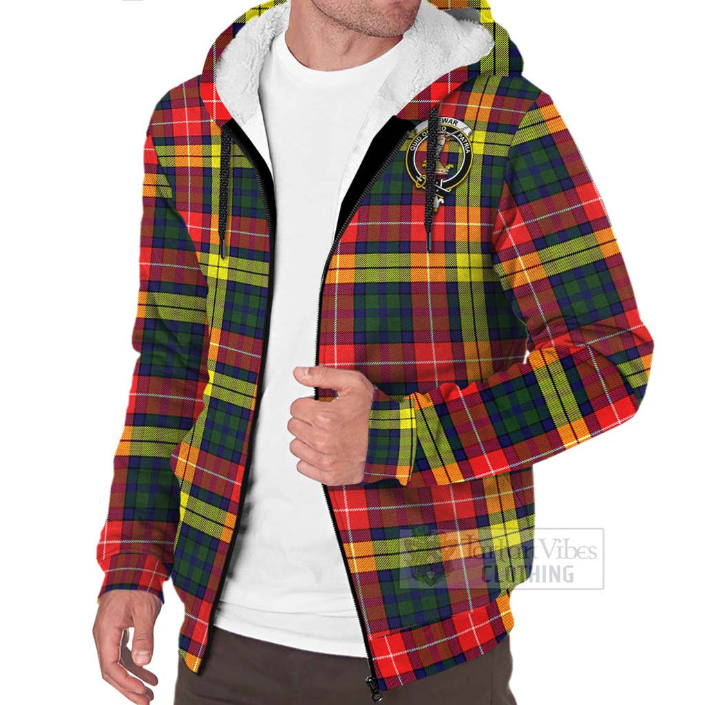 Dewar Tartan Sherpa Hoodie with Family Crest Celtic Skull Style Unisex - Tartan Vibes Clothing