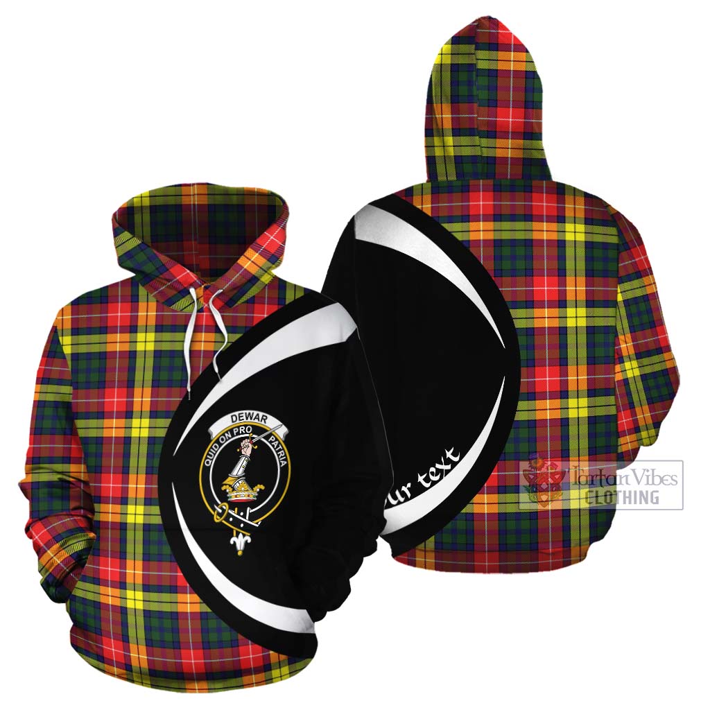 Dewar Tartan Cotton Hoodie with Family Crest Circle Style Zip Hoodie - Tartan Vibes Clothing