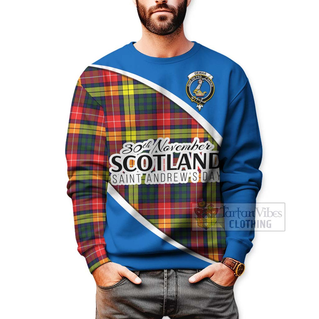 Dewar Family Crest Tartan Sweatshirt Celebrate Saint Andrew's Day in Style - Tartan Vibes Clothing