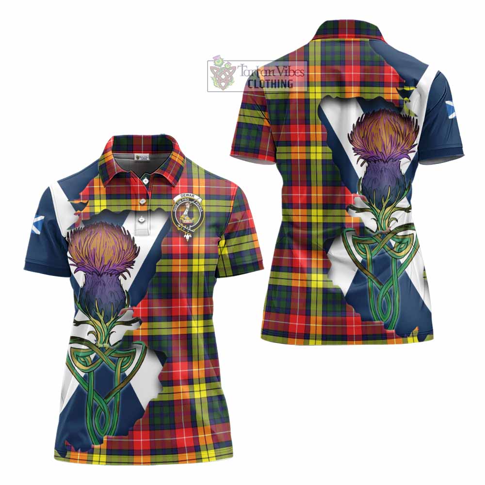 Dewar Tartan Family Crest Women's Polo Shirt Scottish Thistle Celtic Inspired - Tartan Vibes Clothing