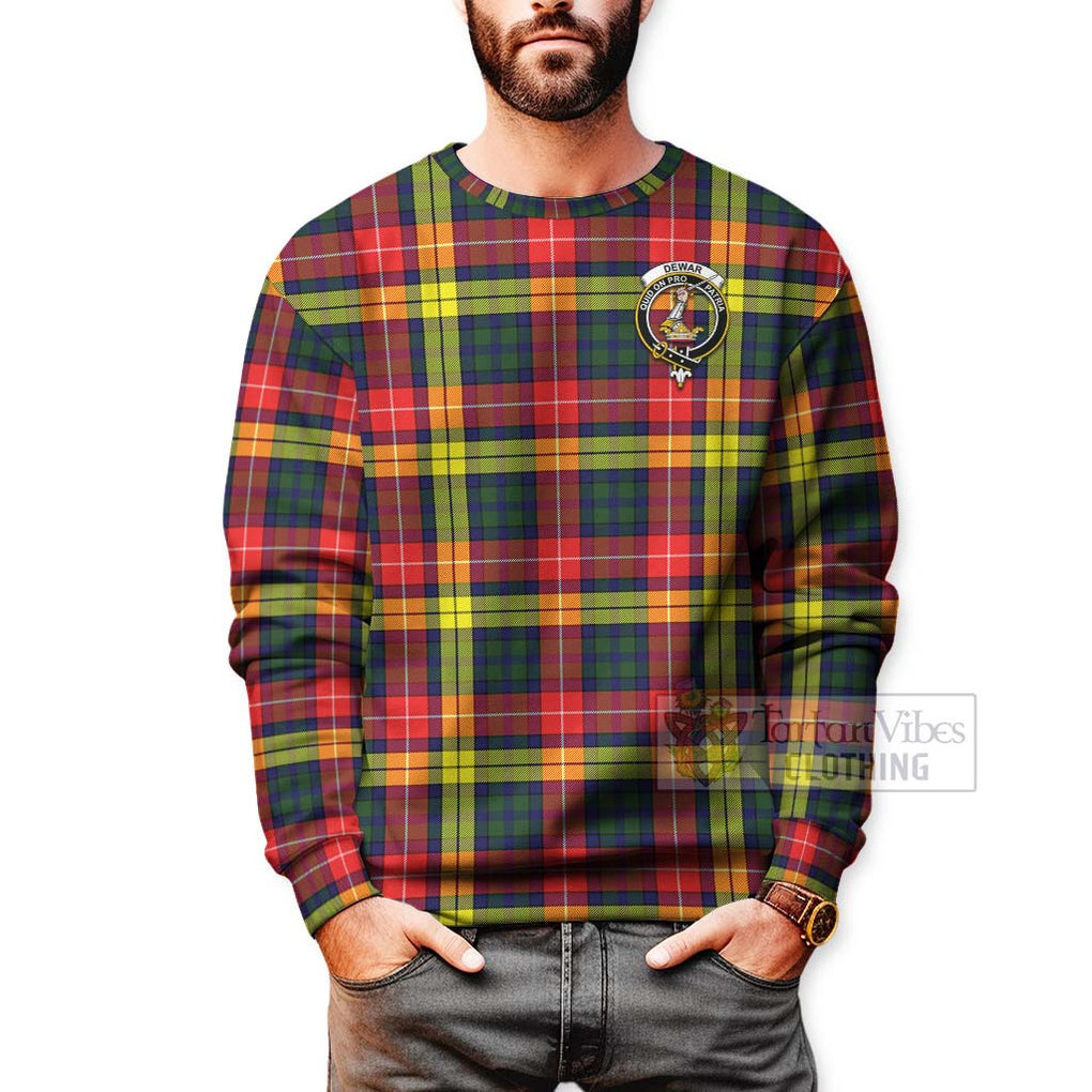 Dewar Tartan Sweatshirt with Family Crest Celtic Skull Style - Tartan Vibes Clothing