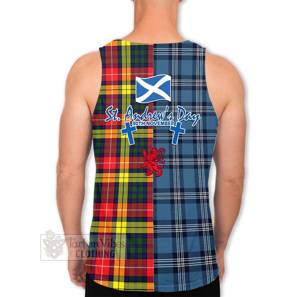 Dewar Tartan Men's Tank Top Happy St. Andrew's Day Half Tartan Style - Tartan Vibes Clothing