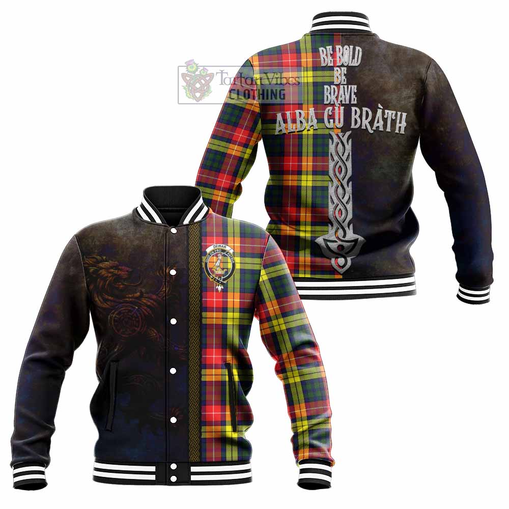 Dewar Tartan Family Crest Baseball Jacket Alba Gu Brath Be Brave Lion Ancient Style - Tartan Vibes Clothing