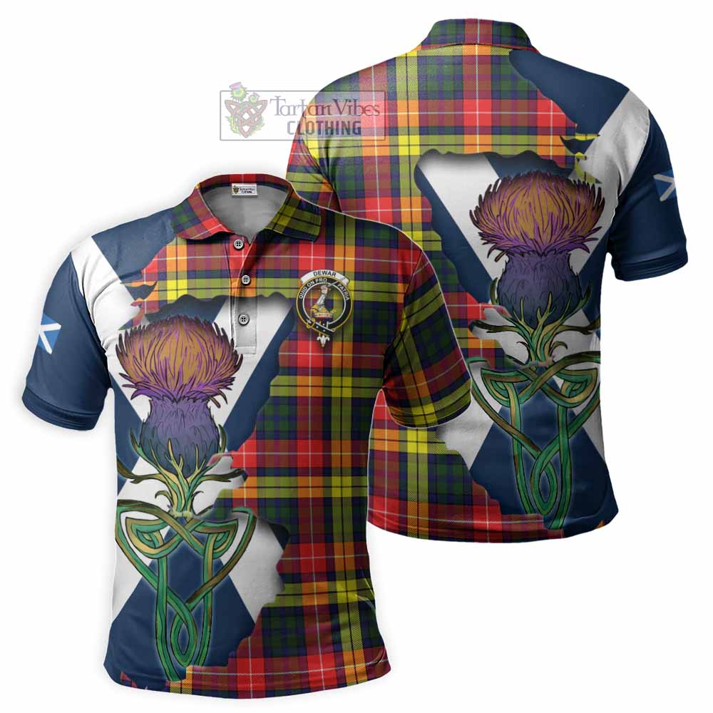 Dewar Tartan Family Crest Polo Shirt Scottish Thistle Celtic Inspired - Tartan Vibes Clothing