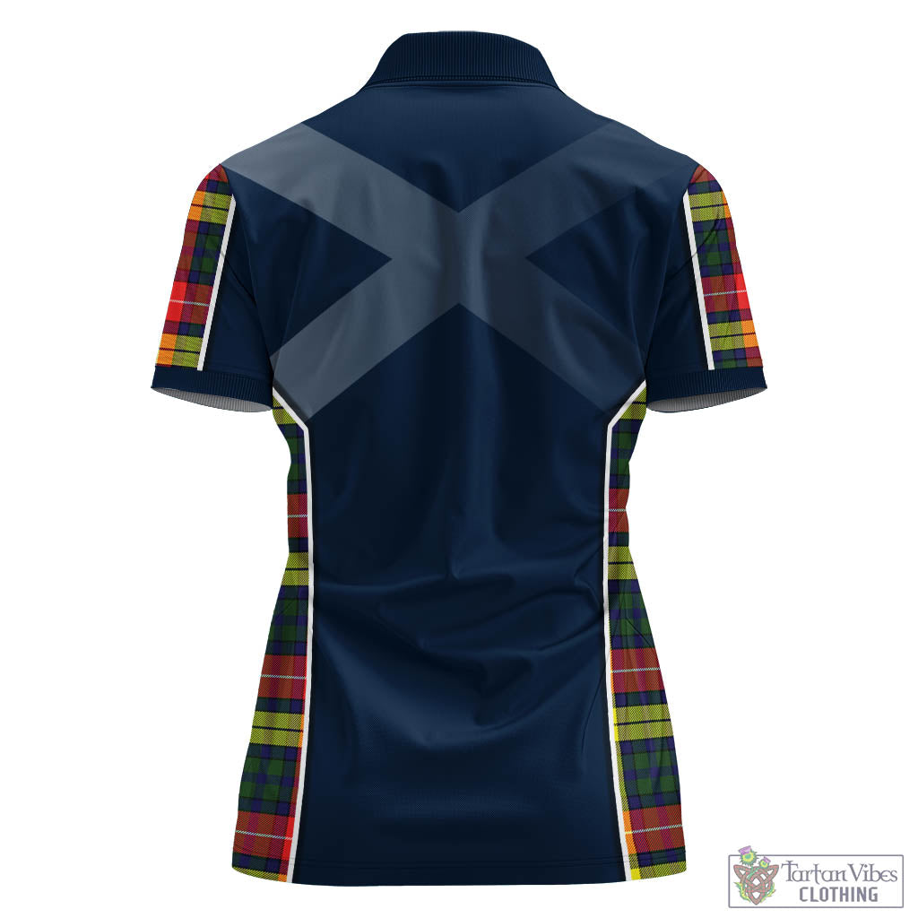 Tartan Vibes Clothing Dewar Tartan Women's Polo Shirt with Family Crest and Scottish Thistle Vibes Sport Style