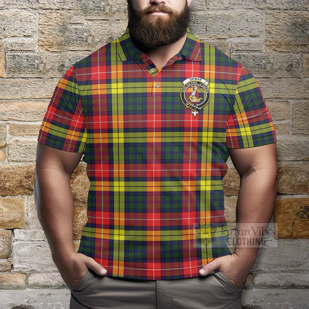 Dewar Tartan Polo Shirt with Family Crest Celtic Skull Style - Tartan Vibes Clothing